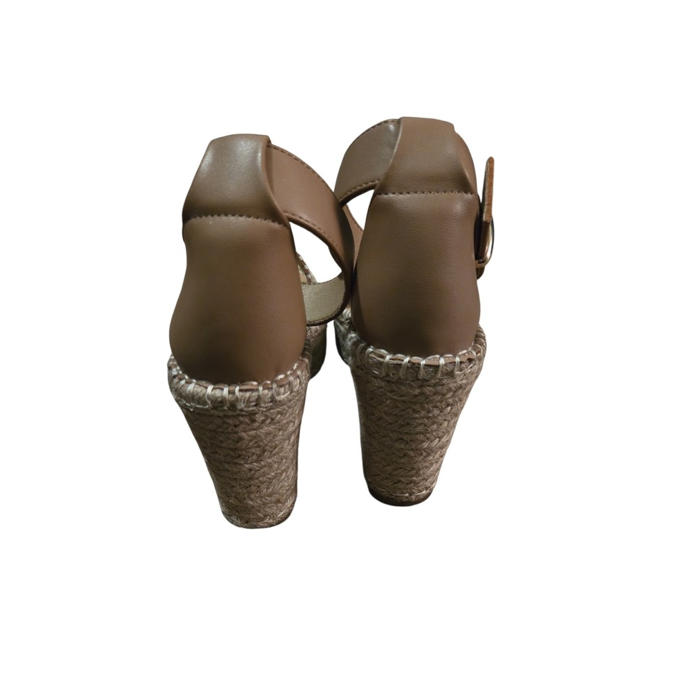Michael Shannon Garda Espadrille Wedge Sandals Tan‎ Leather Ankle Strap   7.5 - Picture 4 of 7